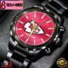 Custom Name Kansas City Chiefs NFL Black Stainless Steel Watch Gifts For Fans