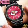 Custom Name Kansas City Chiefs NFL Black Stainless Steel Watch Gifts For Fans