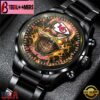 Custom Name Kansas City Chiefs NFL Men Black Stainless Steel Watch Gift For Fans