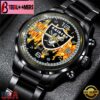 Custom Name Las Vegas Raiders NFL 3D Men Black Stainless Steel Watch Gift For Fans