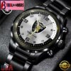 Custom Name Las Vegas Raiders NFL Black Stainless Steel Watch Gifts For Fans