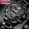 Custom Name Los Angeles Chargers NFL Men Black Stainless Steel Watch Gift For Fans