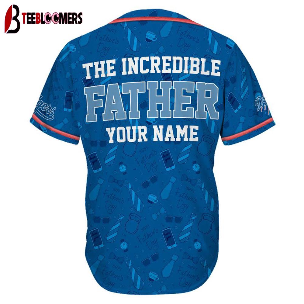 Custom Name Los Angeles Dodgers The Increadible Father's Day Baseball Jersey Custom Name Los Angeles Dodgers The Increadible Father's Day Baseball Jersey