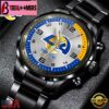 Custom Name Los Angeles Rams NFL Black Stainless Steel Watch Gifts For Fans