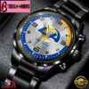 Custom Name Los Angeles Rams NFL Black Stainless Steel Watch Gifts For Fans