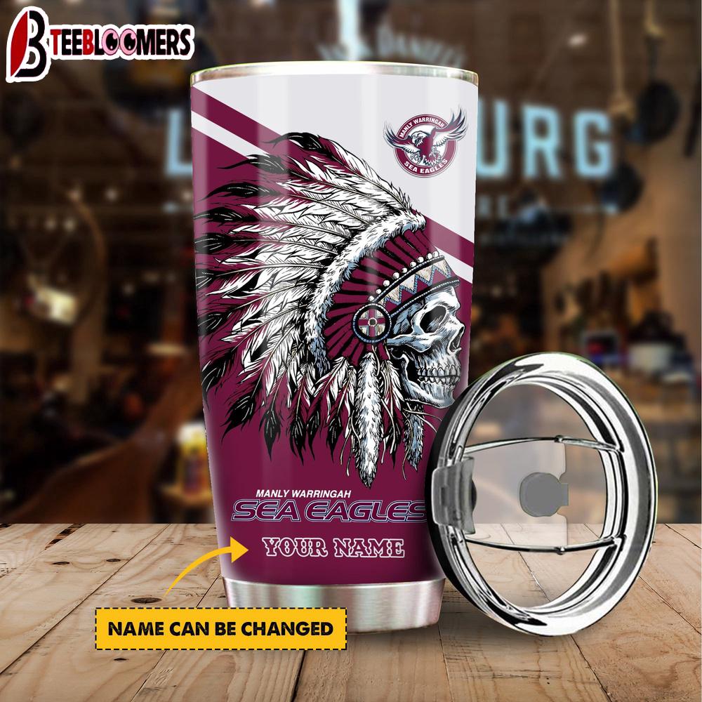 Custom Name Manly-Warringah Sea Eagles NRL Native Australian Tumbler Gift For Fans