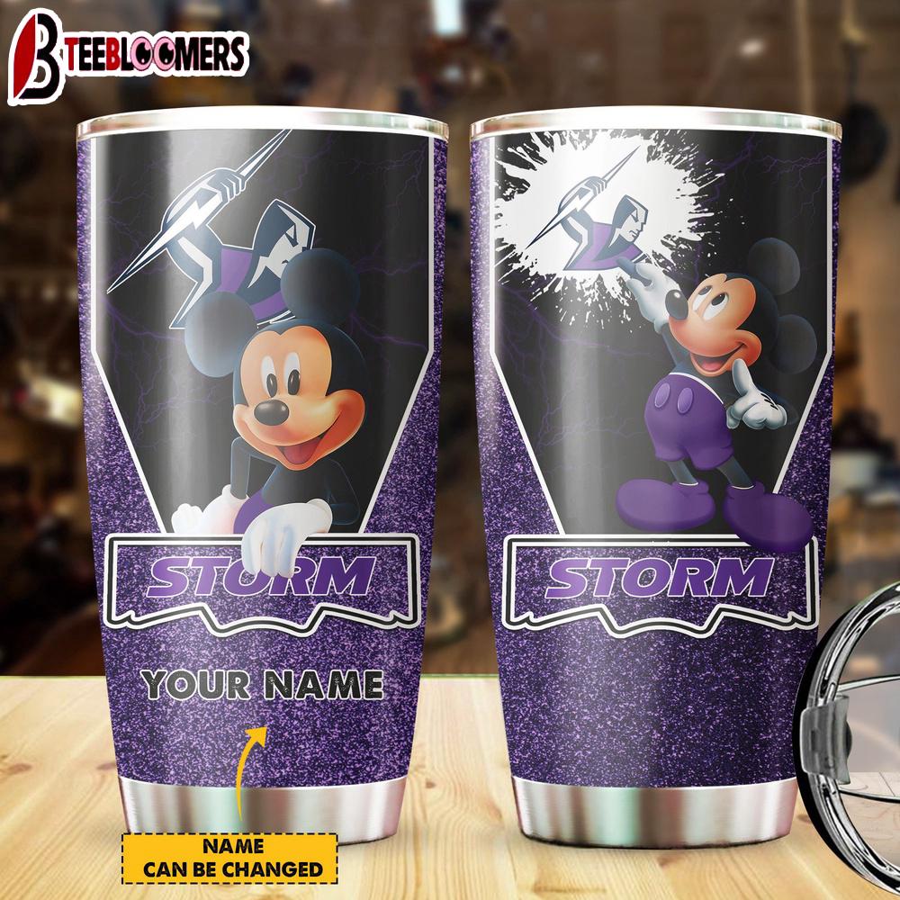 Custom Name Melbourne Storm NRL Team And MK Mouse Tumbler Gift For Fans