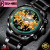 Custom Name Miami Dolphins NFL 3D Men Black Stainless Steel Watch Gift For Fans
