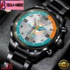 Custom Name Miami Dolphins NFL Black Stainless Steel Watch Gifts For Fans
