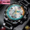 Custom Name Miami Dolphins NFL Black Stainless Steel Watch Gifts For Fans