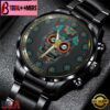Custom Name Miami Dolphins NFL Men Black Stainless Steel Watch Gift For Fans