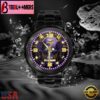 Custom Name Minnesota Vikings NFL 3D Men Black Stainless Steel Watch Gift For Fans