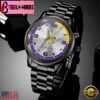 Custom Name Minnesota Vikings NFL Black Stainless Steel Watch Gifts For Fans