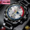 Custom Name New England Patriots NFL Black Stainless Steel Watch Gifts For Fans