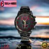 Custom Name New England Patriots NFL Men Black Stainless Steel Watch Gift For Fans