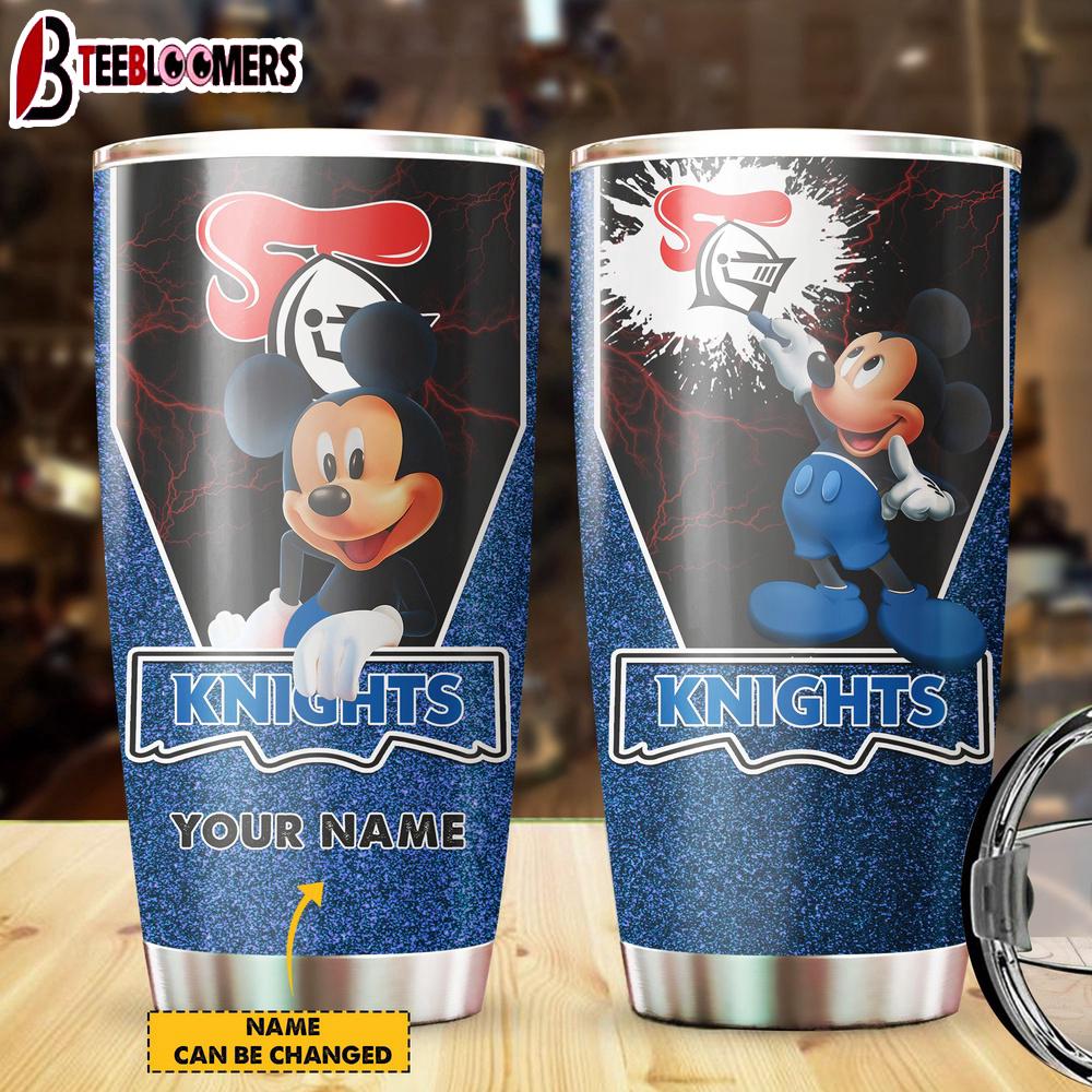 Custom Name Newcastle Knights NRL Team And MK Mouse Tumbler Gift For Fans