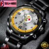 Custom Name NFL Pittsburgh Steelers Black Stainless Steel Watch Gift For Fans