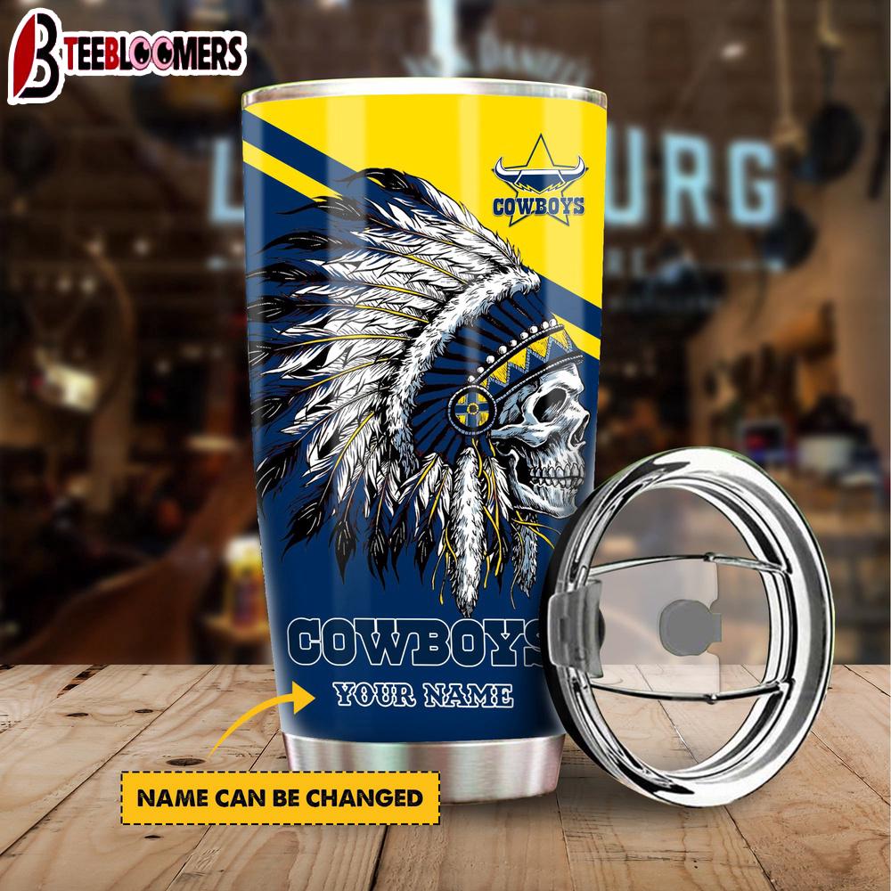 Custom Name North Queensland Cowboys NRL Native Australian Tumbler Gift For Fans