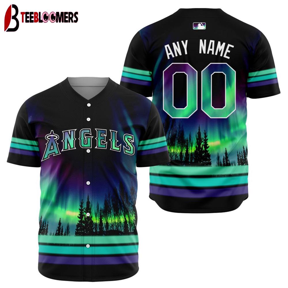 Custom Name Number MLB Los Angeles Angels Special Design With Northern Lights Baseball Jersey