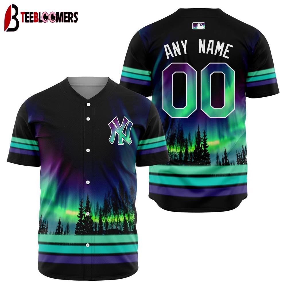 Custom Name Number MLB New York Yankees Special Design With Northern Lights Baseball Jersey