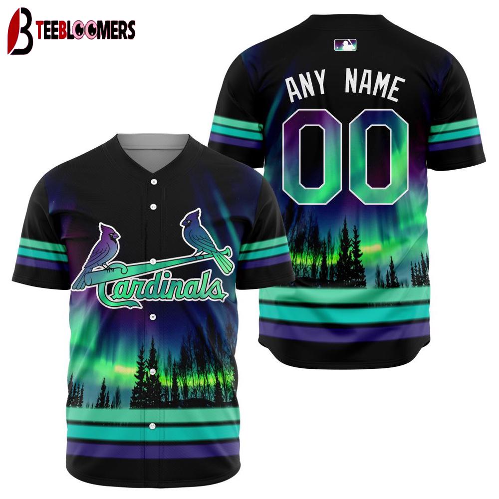 Custom Name Number MLB St. Louis Cardinals Special Design With Northern Lights Baseball Jersey