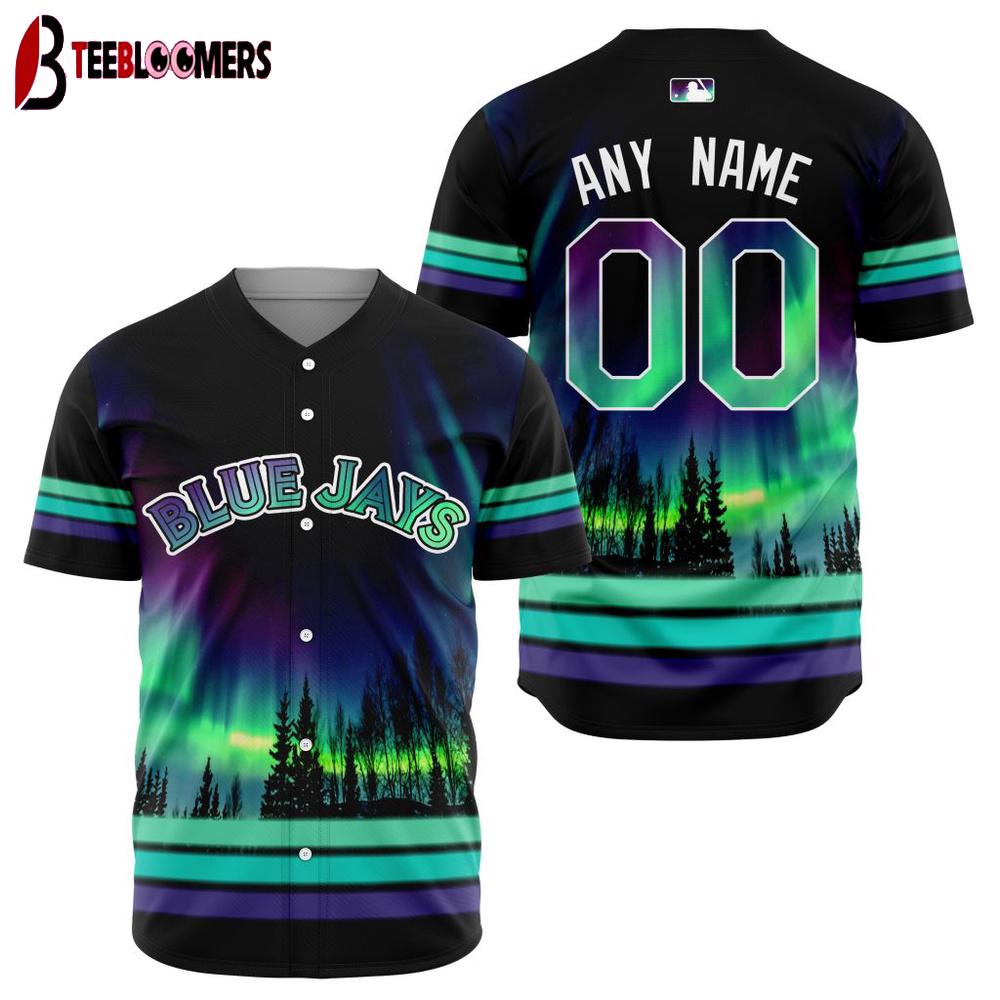 Custom Name Number MLB Toronto Blue Jays Special Design With Northern Lights Baseball Jersey