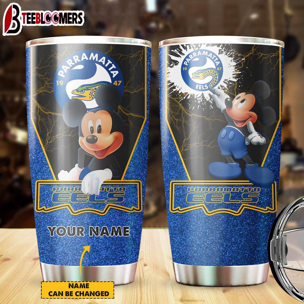 Custom Name Parramatta Eels NRL Team And MK Mouse Tumbler Gift For Fans