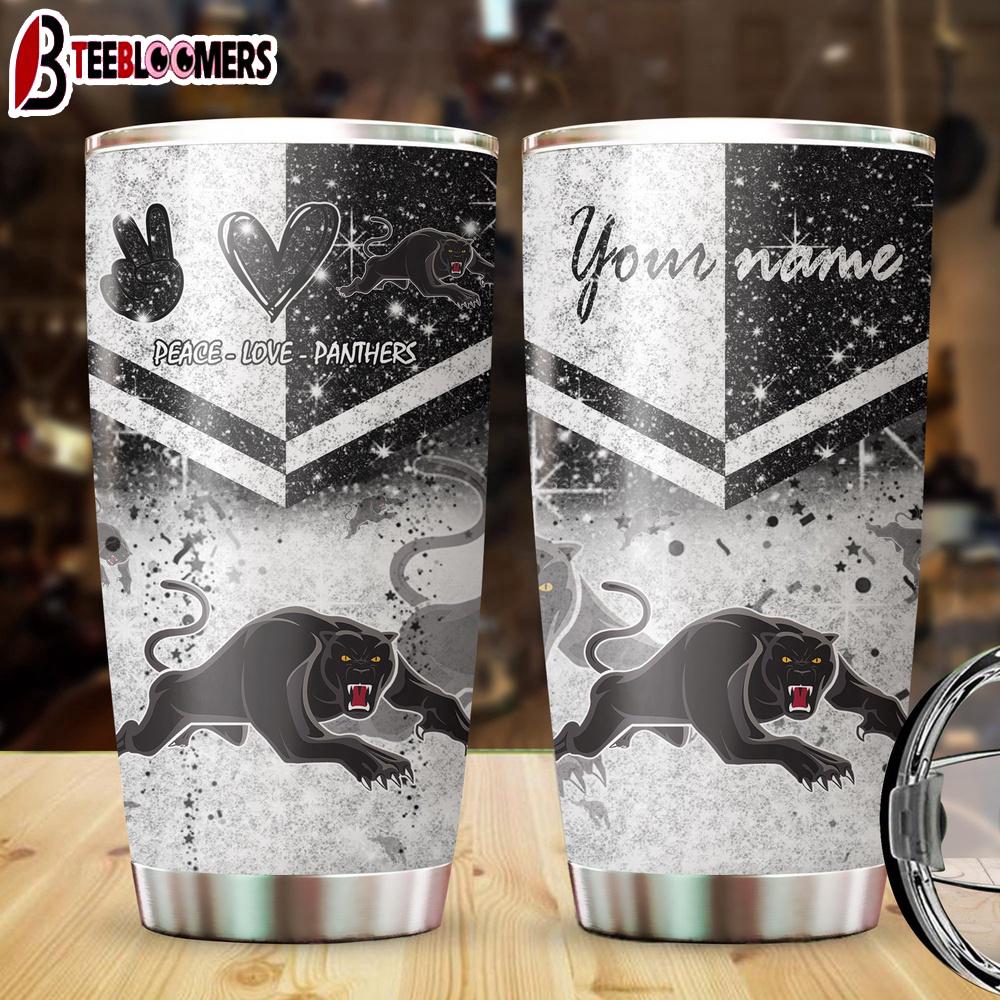 Custom Name Penrith Panthers NRL Peace Love Sparke Tumbler Gift For Fans