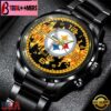 Custom Name Pittsburgh Steelers NFL 3D Men Black Stainless Steel Watch Gift For Fans