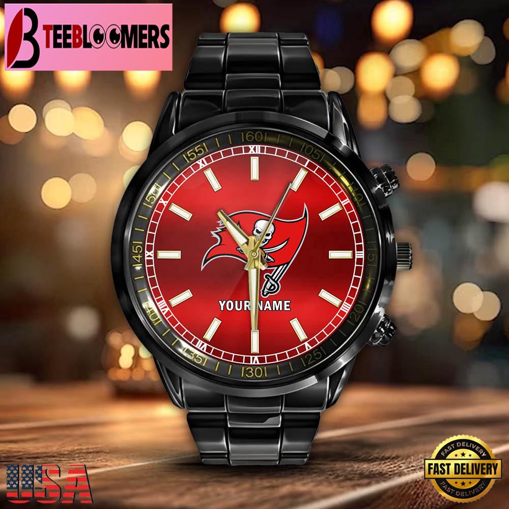 Custom Name Tampa Bay Buccaneers NFL Black Fashion Watch Gifts For Sport For Fan Custom Name Tampa Bay Buccaneers NFL Black Fashion Watch Gifts For Sport For Fan