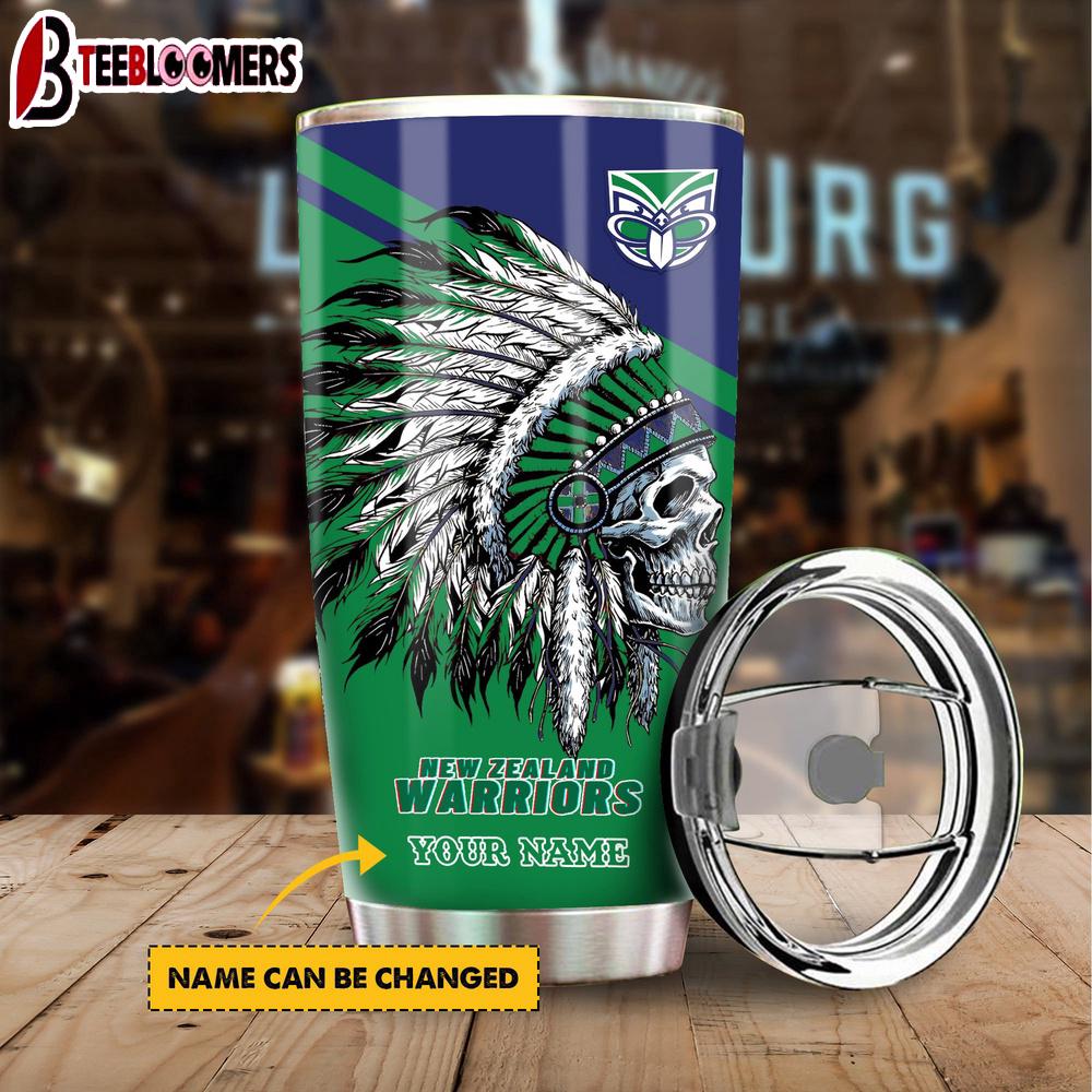Custom Name Warriors NRL Native Australian Tumbler Gift For Fans