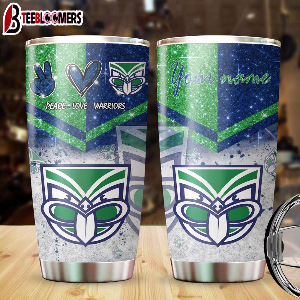Custom Name Warriors NRL Peace Love Sparke Tumbler Gift For Fans