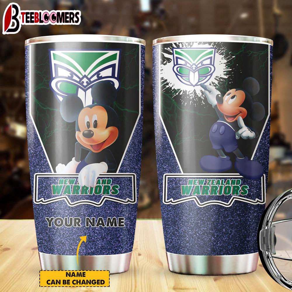 Custom Name Warriors NRL Team And MK Mouse Tumbler Gift For Fans