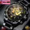 Custom Name Washington Commanders NFL 3D Men Black Stainless Steel Watch Gift For Fans