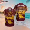 Custom Name Washington Commanders Sunset Beach Hawaiian Shirt