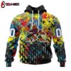 Custom Number NHL Arizona Coyotes Autism Awareness 3D Hoodie Shirt