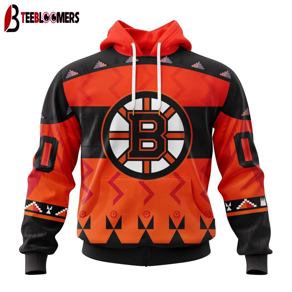 Custom Number NHL Boston Bruins Special Orange National Day 3D Hoodie Shirt