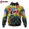 Custom Number NHL Carolina Hurricanes Autism Awareness 3D Hoodie Shirt