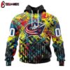 Custom Number NHL Columbus Blue Jackets Autism Awareness 3D Hoodie Shirt