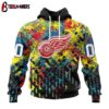 Custom Number NHL Detroit Red Wings Autism Awareness 3D Hoodie Shirt
