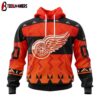 Custom Number NHL Detroit Red Wings Special Orange National Day 3D Hoodie Shirt