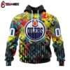 Custom Number NHL Edmonton Oilers Autism Awareness 3D Hoodie Shirt