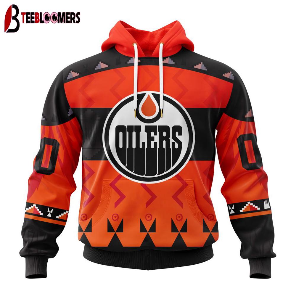 Custom Number NHL Edmonton Oilers Special Orange National Day 3D Hoodie Shirt