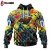 Custom Number NHL Minnesota Wild Autism Awareness 3D Hoodie Shirt