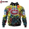 Custom Number NHL Montreal Canadiens Autism Awareness 3D Hoodie Shirt