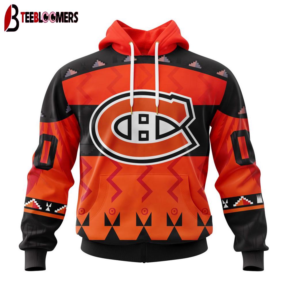 Custom Number NHL Montreal Canadiens Special Orange National Day 3D Hoodie Shirt