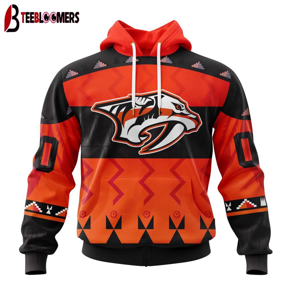 Custom Number NHL Nashville Predators Special Orange National Day 3D Hoodie Shirt