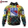 Custom Number NHL New York Rangers Autism Awareness 3D Hoodie Shirt