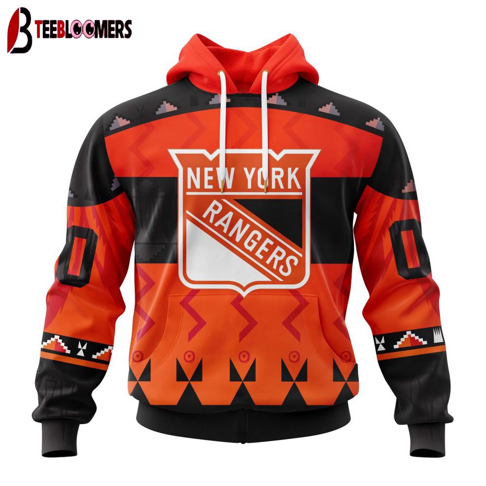 Custom Number NHL New York Rangers Special Orange National Day 3D Hoodie Shirt