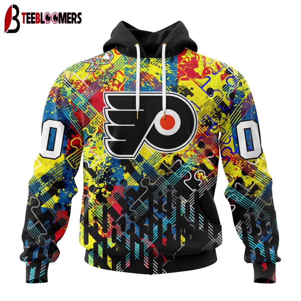Custom Number NHL Philadelphia Flyers Autism Awareness 3D Hoodie Shirt